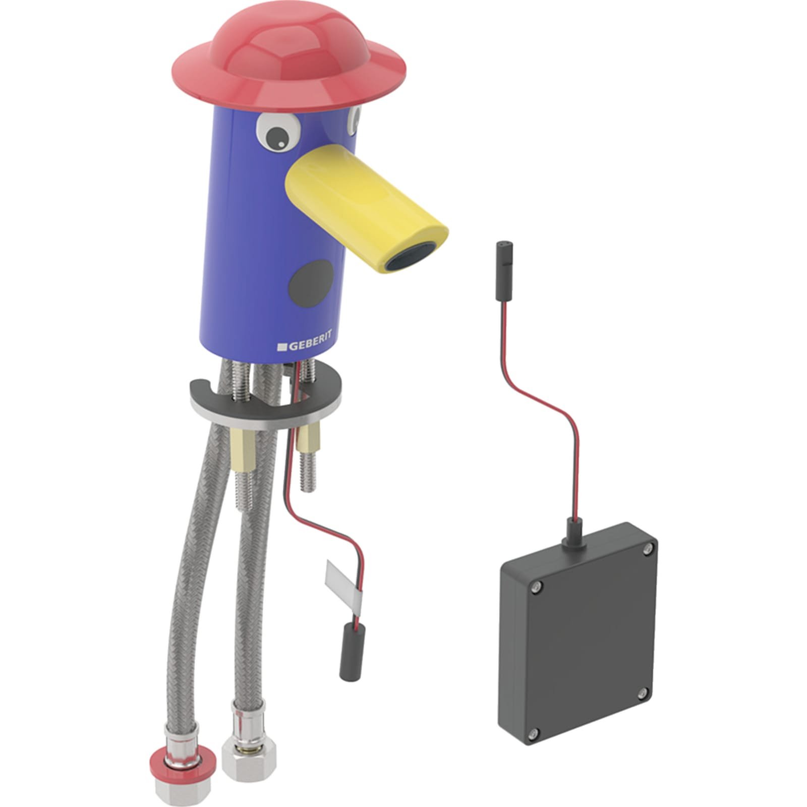 Geberit Bambini IR batt.v. wastafelmengkraan, rood, blauw, geel
