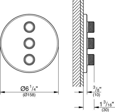 Grohe Smartcontrol, Inbouwmengkraan opbouwdeel, rond, wand, met 3x omstelinrichting, chroom