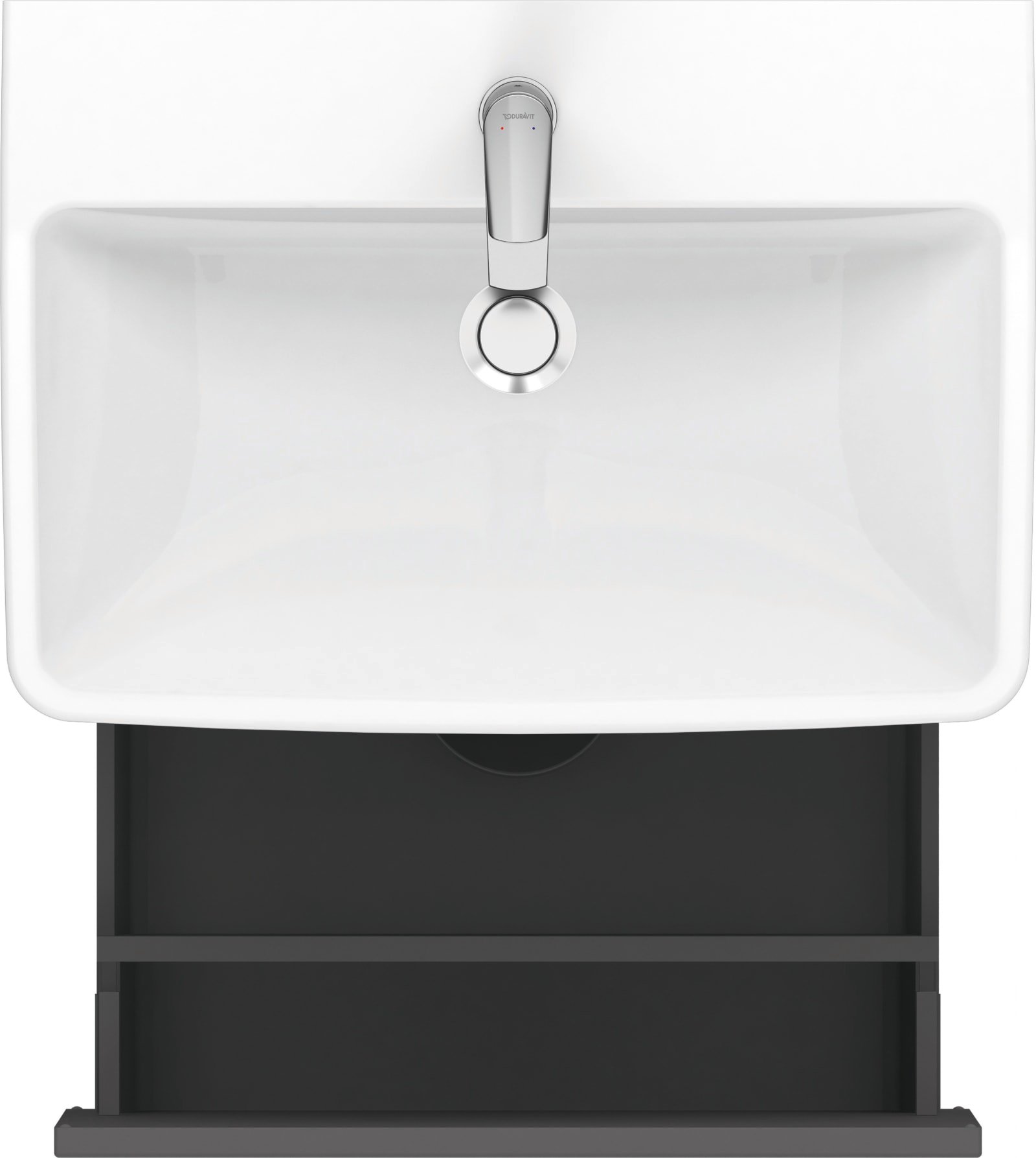 Duravit Duravit No.1 Wastafelonderbouw hangend, Grafiet Mat, rechthoekig, aantal grote lades: 1 – N14382049490000