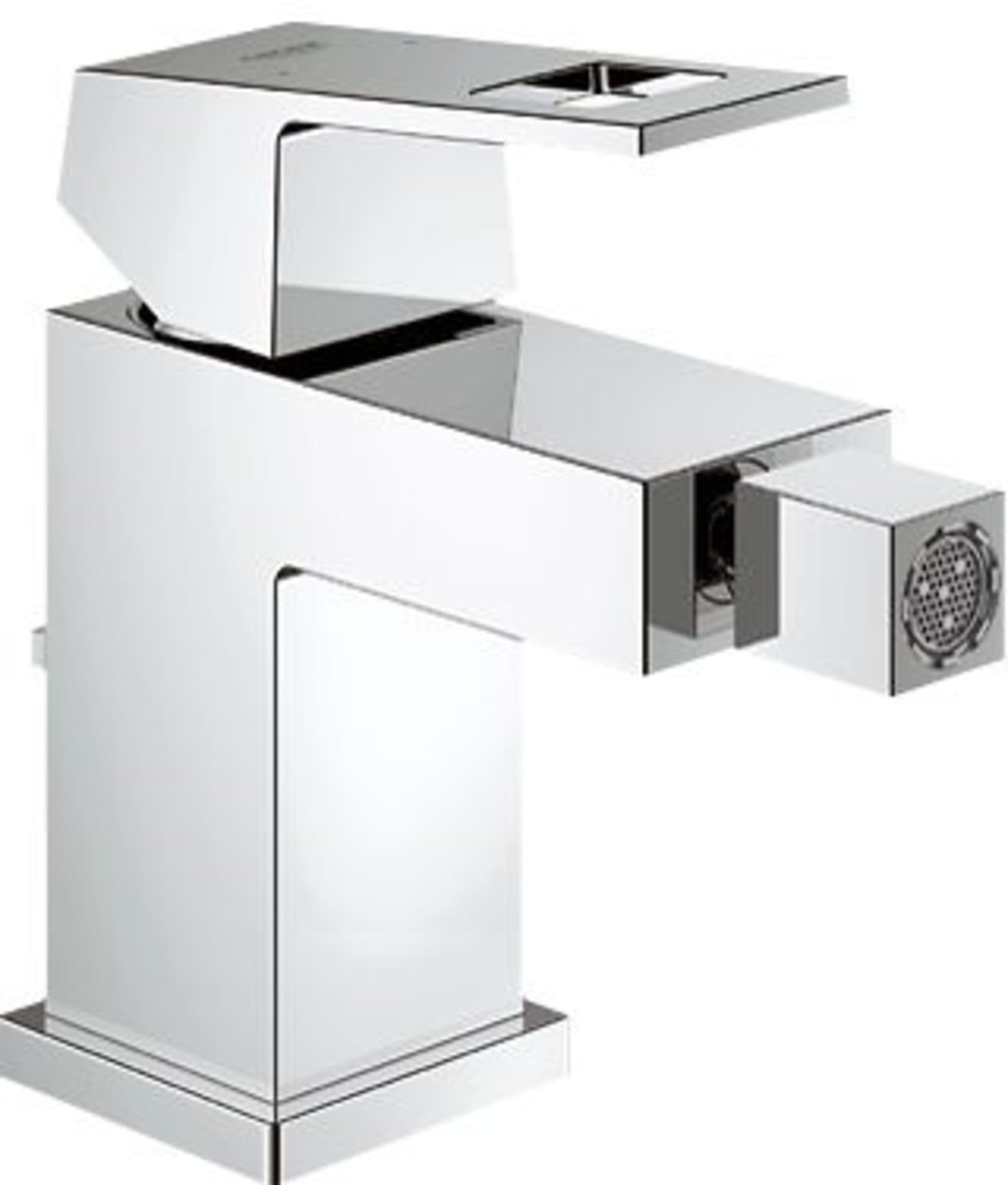 Grohe Eurocube, Bidetmengkraan, S-size, trekwaste, eengreeps, 1-gats, cartouche keramisch, 139mm hoogte, 112mm uitloop, vast, chroom