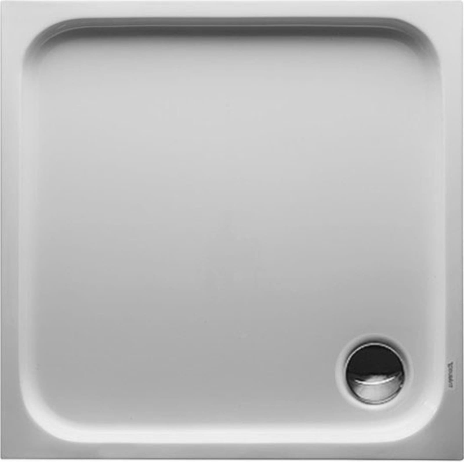 Duravit D-Code, Douchebak, vierkant, anti-slip, 90mm afvoer, acryl, 800 x 800mm (LxB), 85mm bak, glans wit