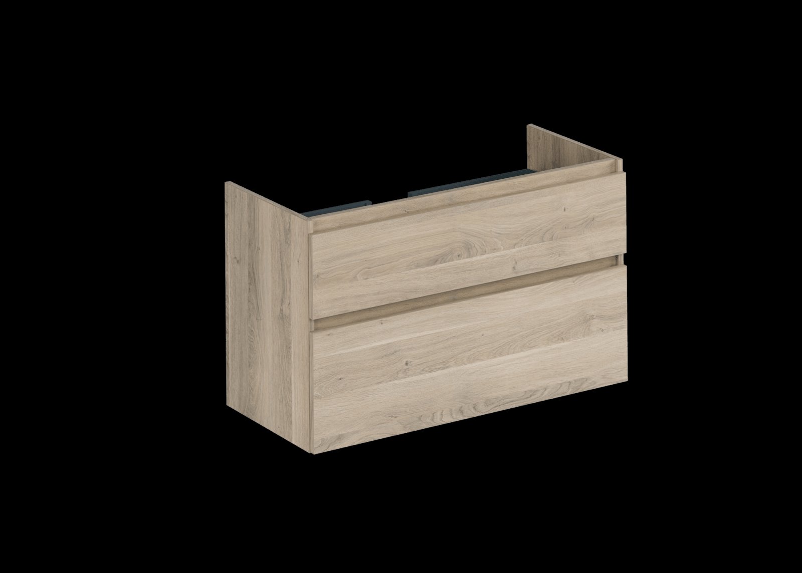 Blue Label Mette onderkast 2x lade, greeploos, 2x greeplijst in kleur meubel, 1x uitsparing 100cm urban oak 60x100x44,5 (hxbxd)