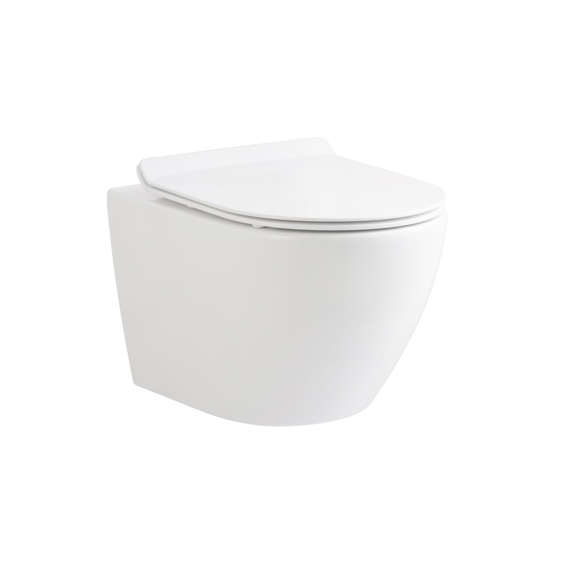 ALONI ECO HANGTOILET - RANDLOOS - MET ZITTING - DUROPLAST - SOFT CLOSE - QUICK RELEASE - COMPACT 49 CM - 36X36X49 CM - GLANZEND WIT