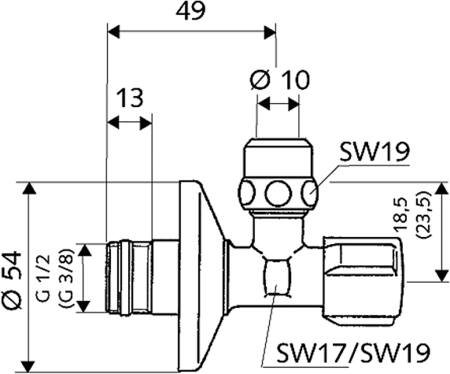 Schell hoekregelkraan comfort 3/8" verchroomd met (ASAG)