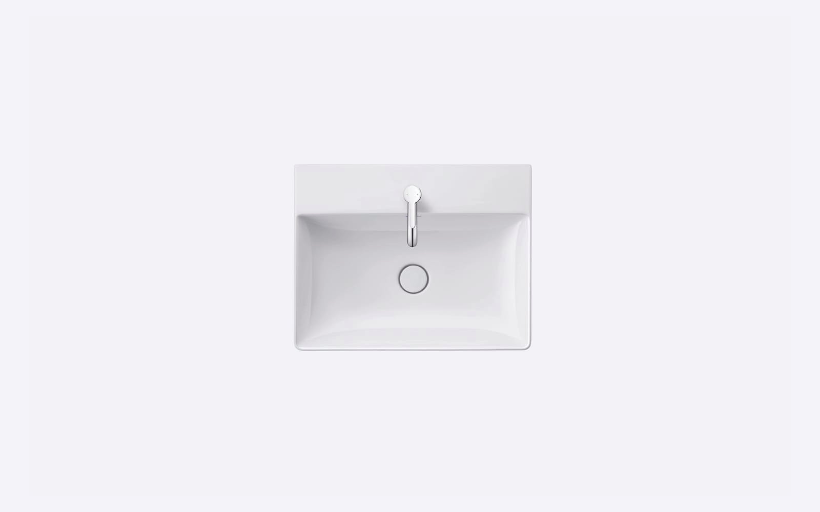 Duravit DuraSquare Wastafel 600 mm Wit Hoogglans, kraanvlak, aantal kraangaten per wasplaats: 1, geslepen – 2353600071