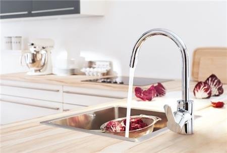Grohe Eurostyle Cosmopolitan, Wastafelmengkraan, L-size, trekwaste, eengreeps, 1-gats, 301mm hoogte, 153mm uitloop, draai, chroom