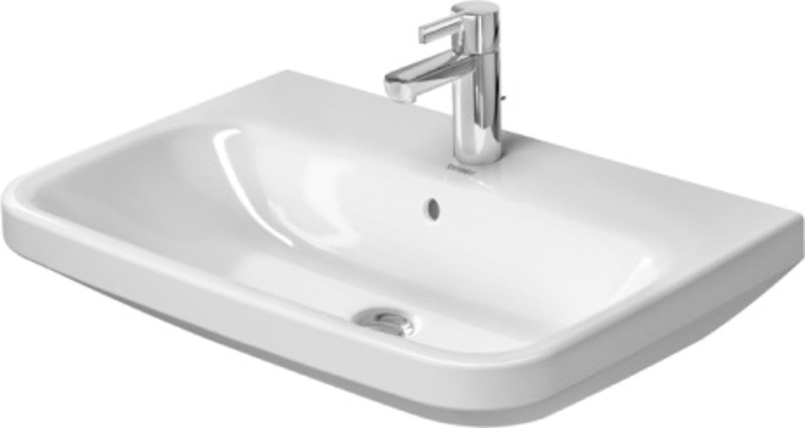 Duravit wastafel 65cm met overloop onderzijde geglazuurd, 1 kraangat doorgestoken wit (1200094345)