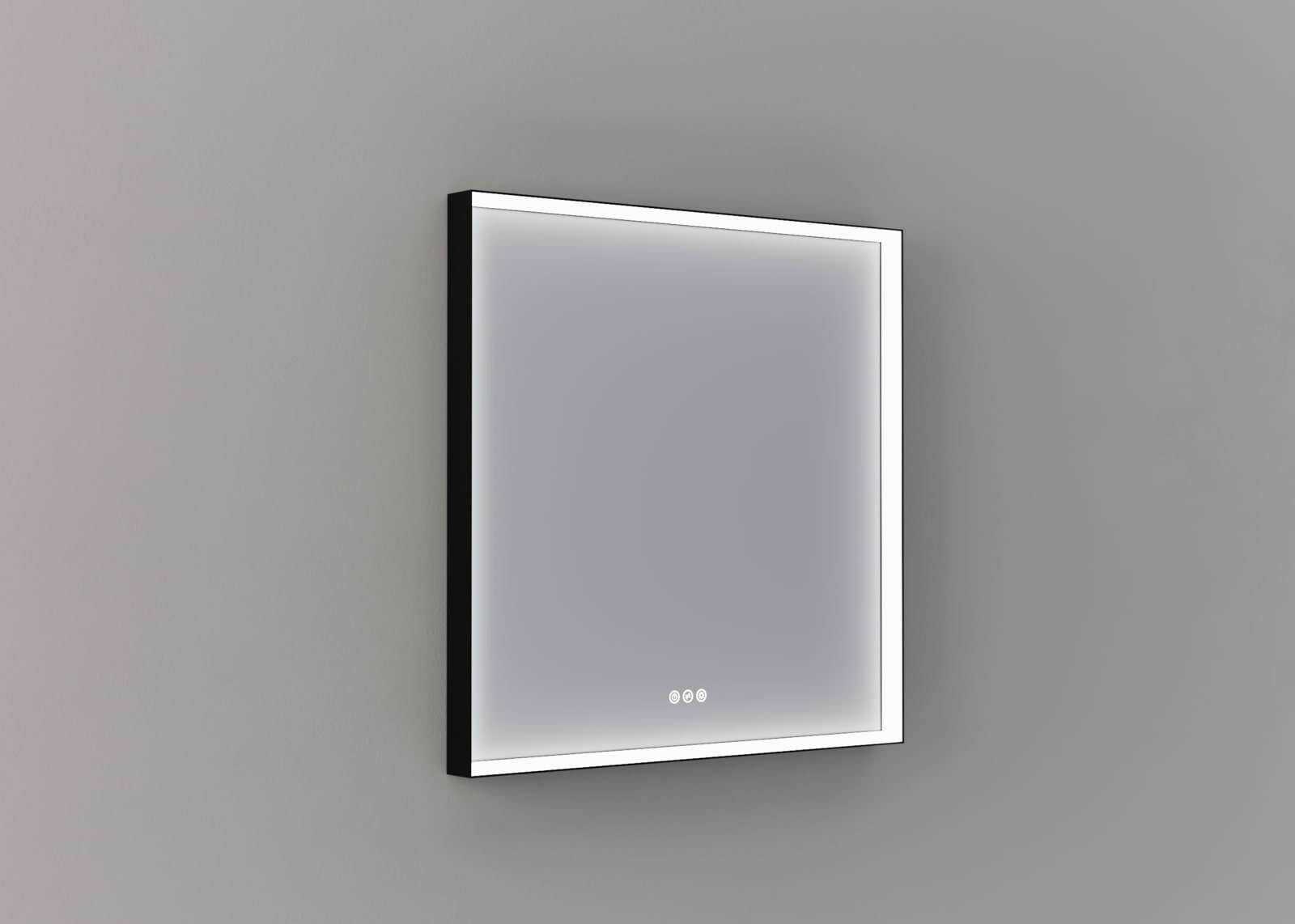 Blue Label Mette spiegel Nea, rechthoek 80x80cm. Indir. LED rondom, kleurwissel, dimfunctie, memory, touchbedeining, mat zwart kader
