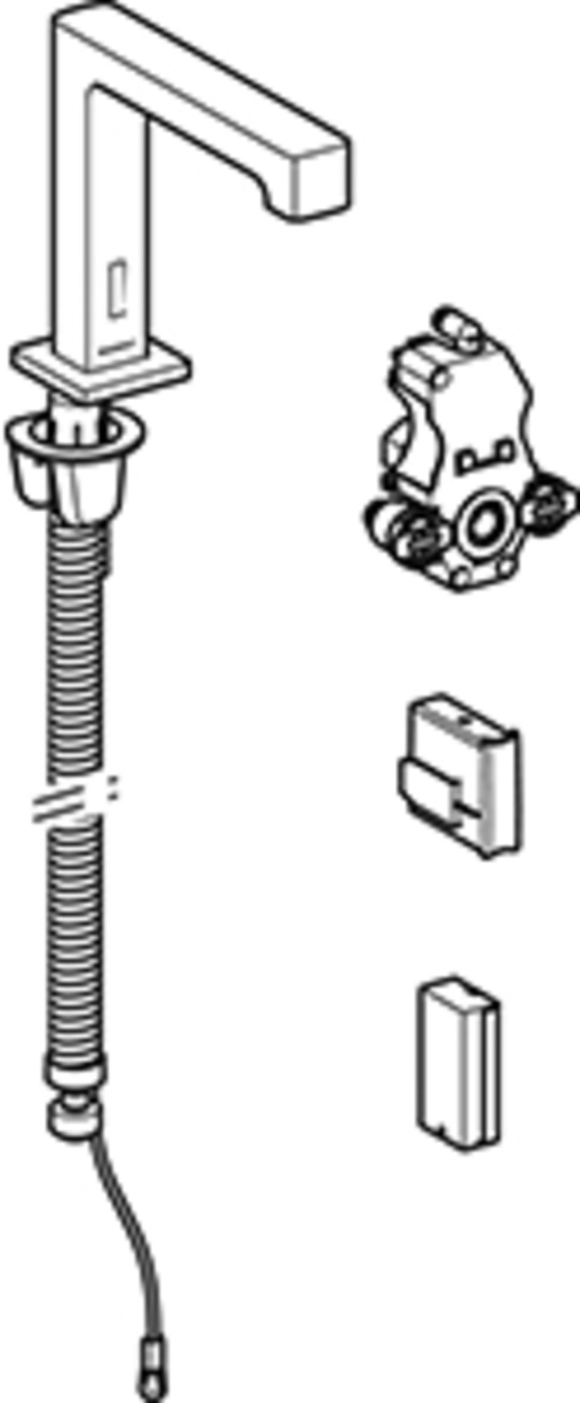 Geberit Brenta wastafelmengkraan, batt, inb-functiebox: rvs look/geb.