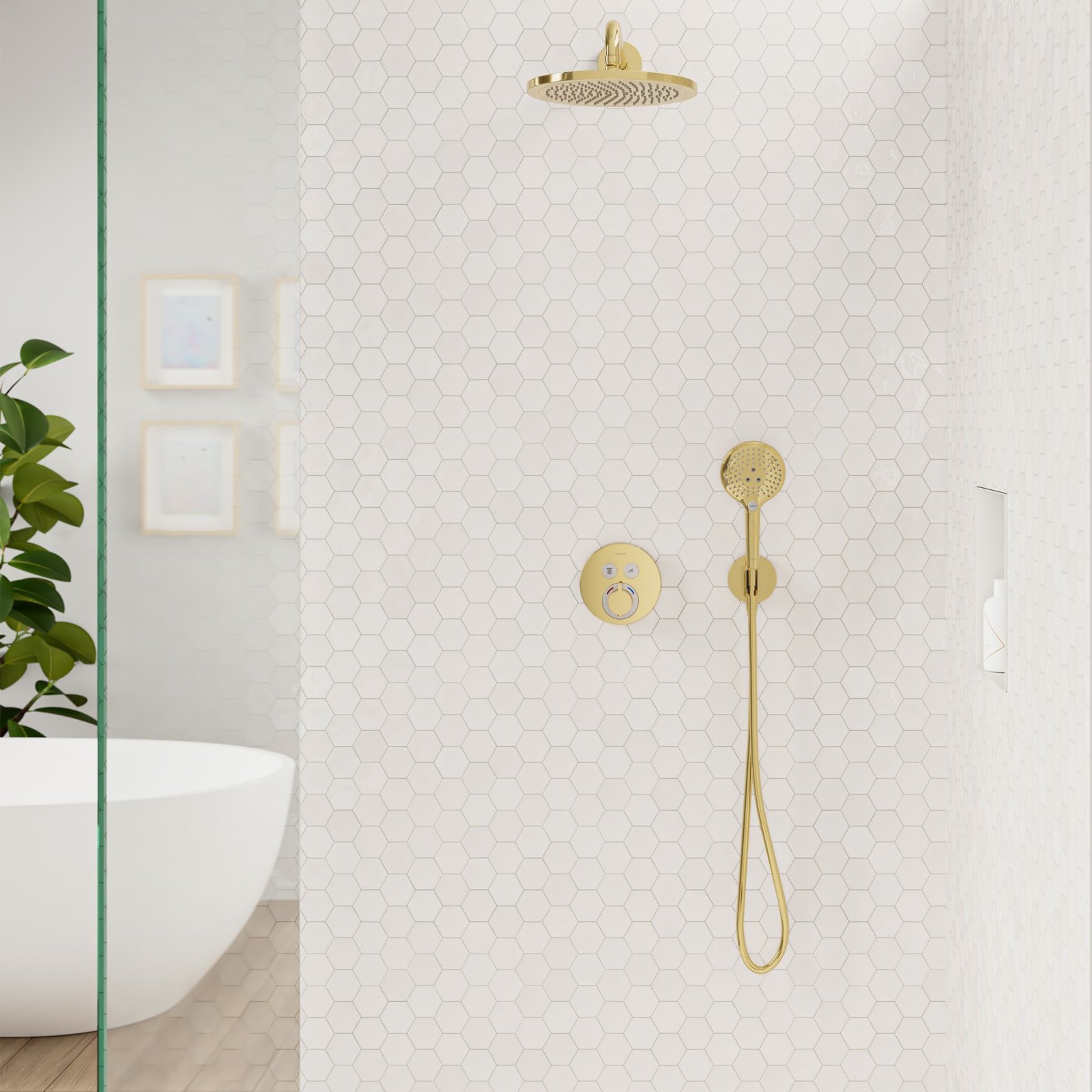Hansgrohe FixFit S muuraansluitbocht met handdouchehouder Polished Gold Optic