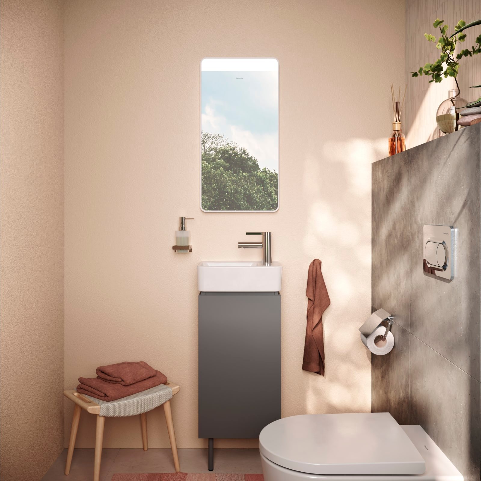 Hansgrohe Xilesa E meubel 340/240 fontein, scharnier rechts, SMG