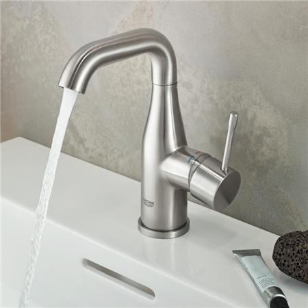 Grohe Essence New, Wastafelmengkraan, M-size, trekwaste, eengreeps, 1-gats, 174mm hoogte, 116mm uitloop, draaibaar, supersteel