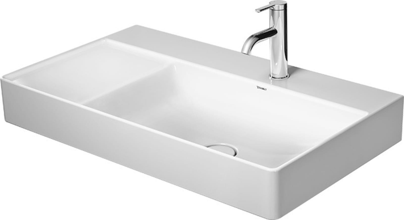 Duravit DuraSquare Wastafel 800 mm Wit Hoogglans, kraanvlak, aantal kraangaten per wasplaats: 0, geslepen – 2349800079