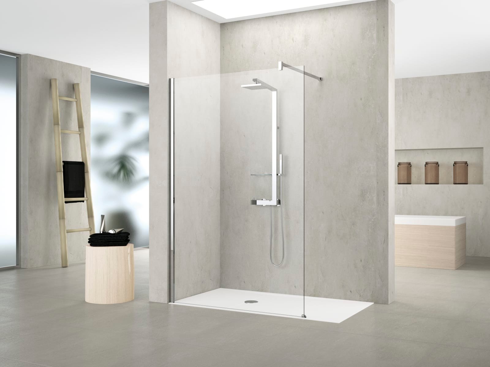 Novellini Kuadra H, Douchewand, rechthoekig, walk-in, 2000 x 1200mm (HxB), profiel chroom, 8mm glas
