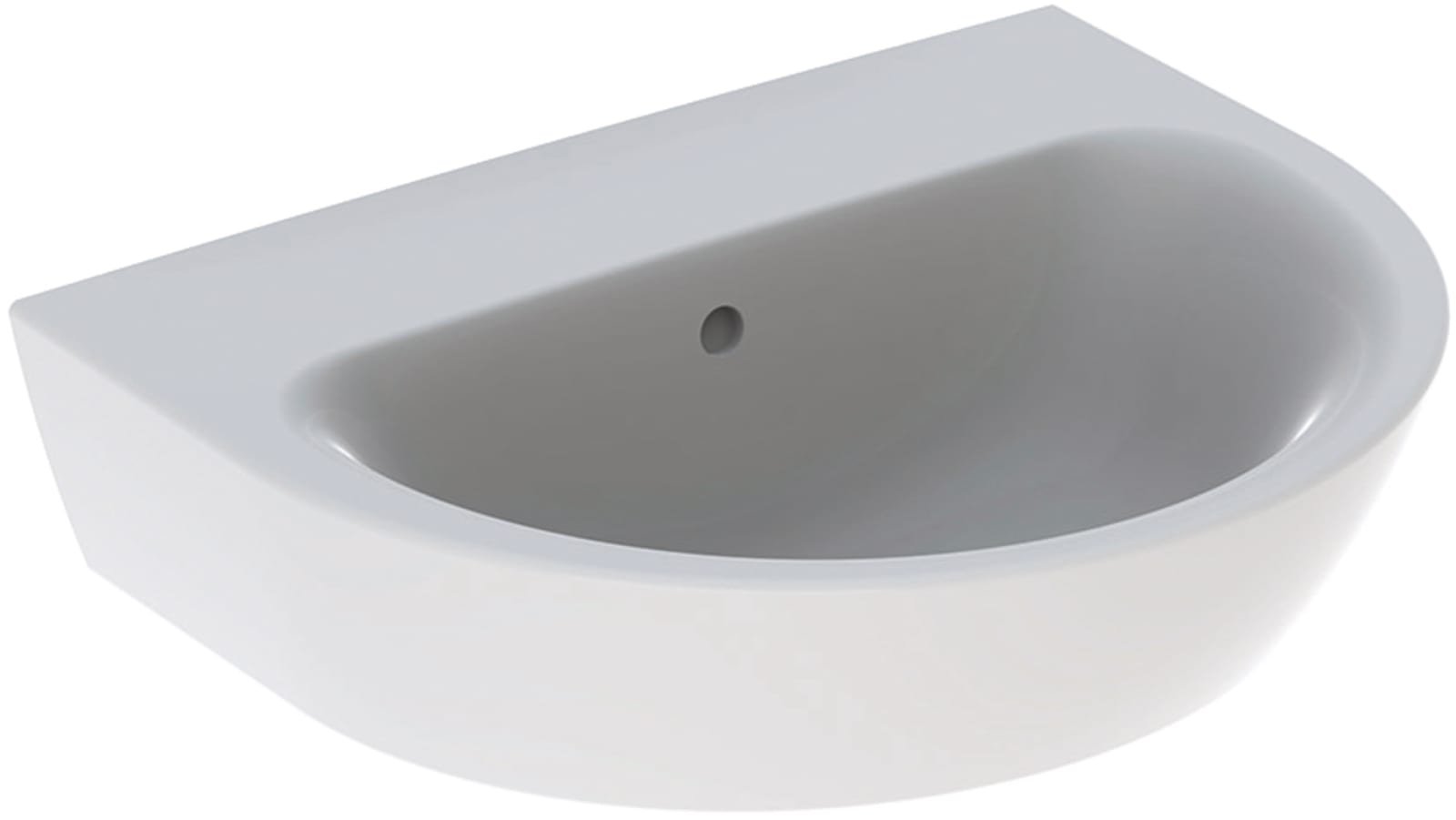 Geberit Renova, Wastafel, rond, 1x waskom, overloop, keramiek, vuilafstotend, 550 x 450 x 188mm (BxDxH), wit