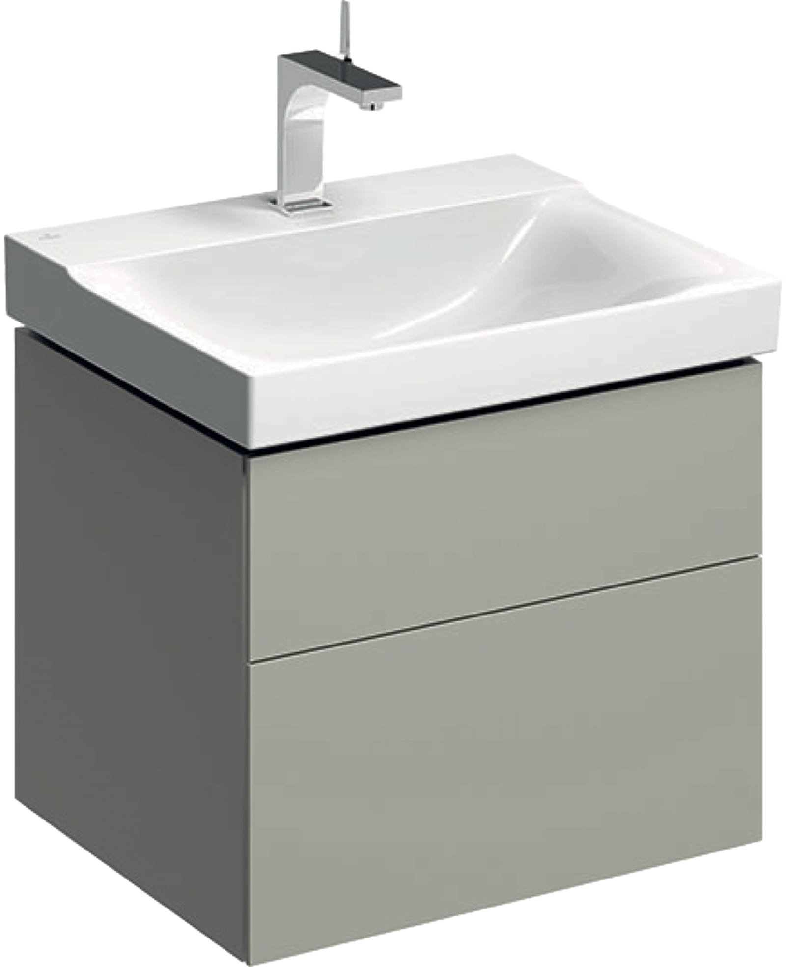 Geberit Xeno2 wastafelonderkast, 2 laden, soft-close, wandmontage, hxbxd 530x580x462mm, mat greige