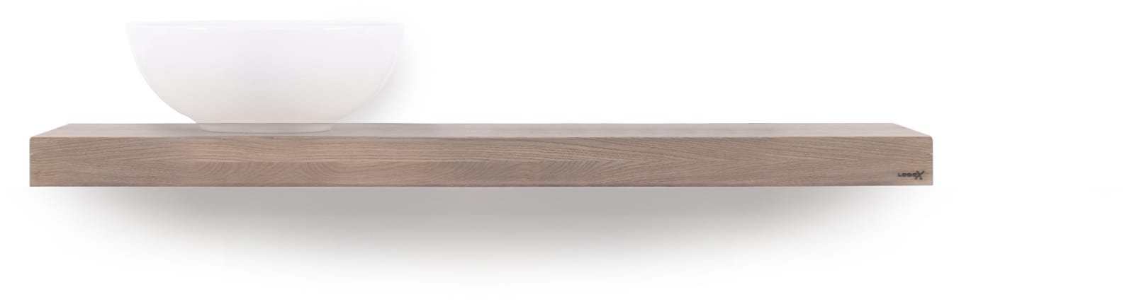 Looox Wooden Base Shelf Solo X 120 cm, eiken 'old grey' ophanging mat zwart