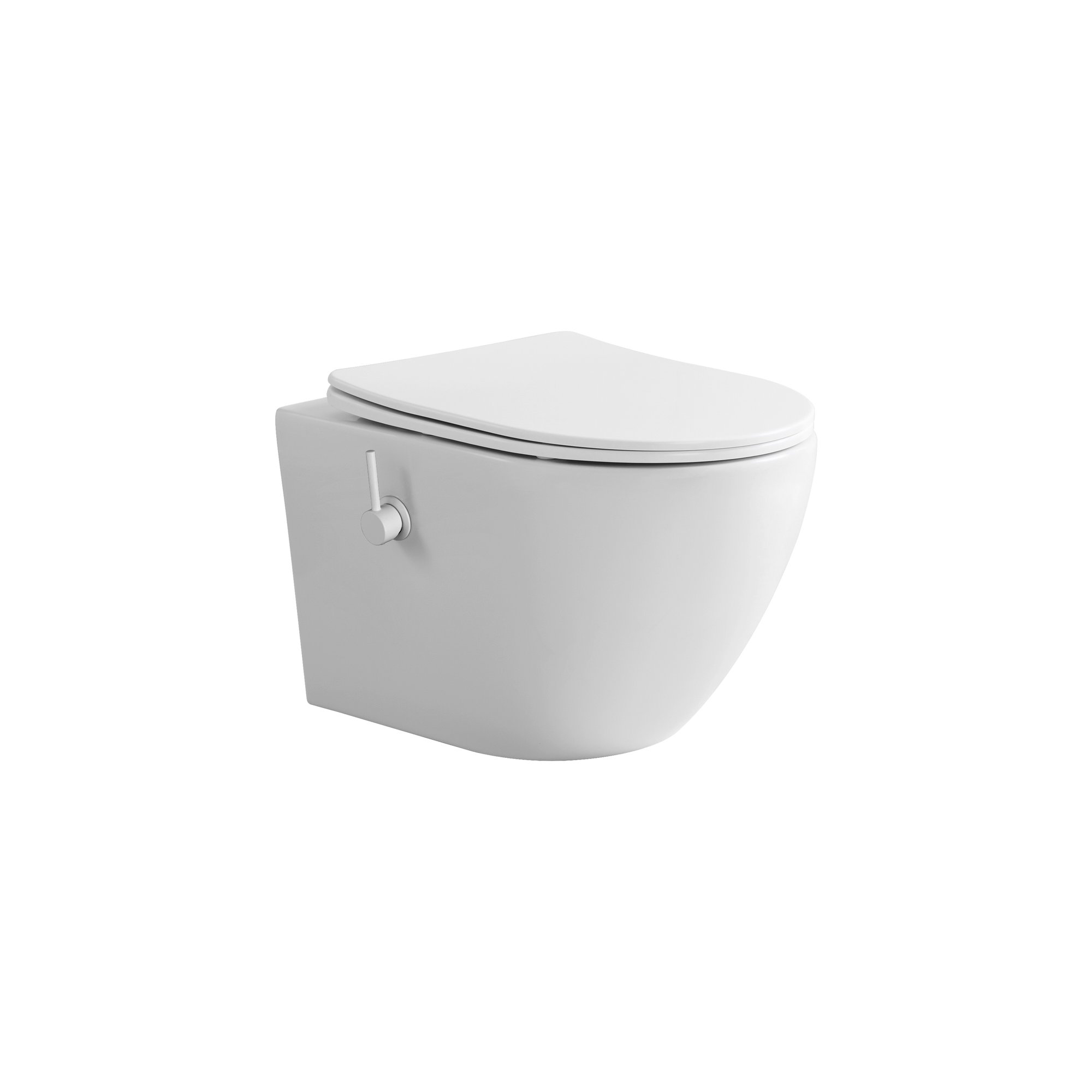 ALONI PRO HANGTOILET MET BIDET - 360° FLUSH - RANDLOOS - MET BIDETKRAAN KOUD EN WARM WATER - MET ZITTING - 52,5CM - MAT WIT