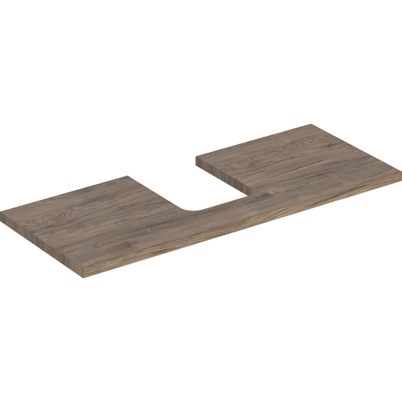 Geberit ONE wastafelblad voor opzetwastafel thin rim midden 120cm notenhickory