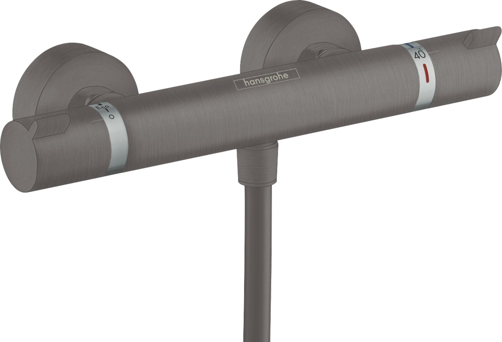 Hansgrohe Ecostat Comfort, Douchethermostaatkraan, opbouw, tweegreeps, 150mm, met S-koppelingen, geborsteld zwart chroom