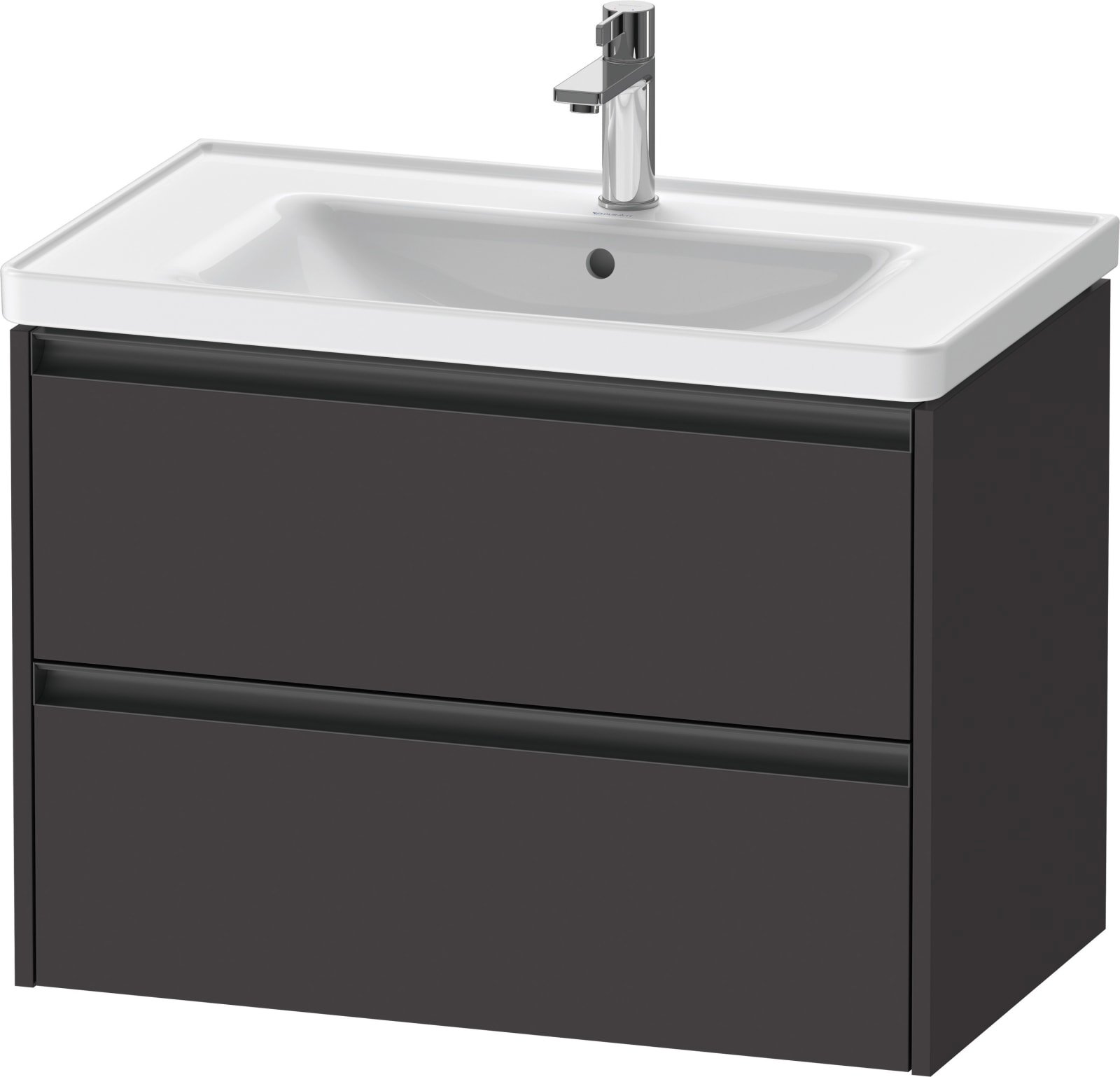 Duravit Ketho.2 Wastafelonderbouw hangend, Grafiet Supermat, rechthoekig, aantal kleine lades: 2 – K25283080800000