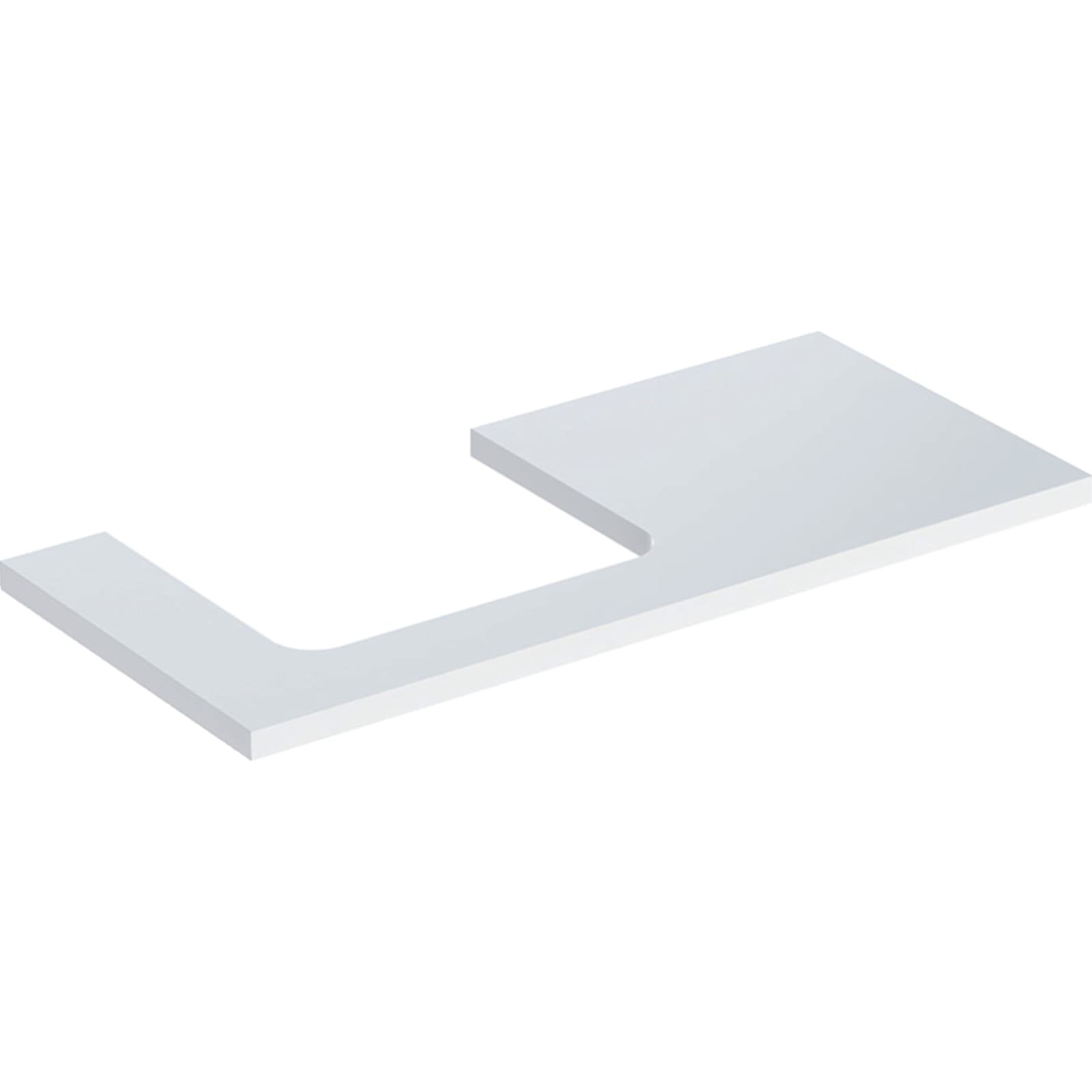 Geberit ONE wastafelblad voor opzetwastafel links 105cm wit hoogglans