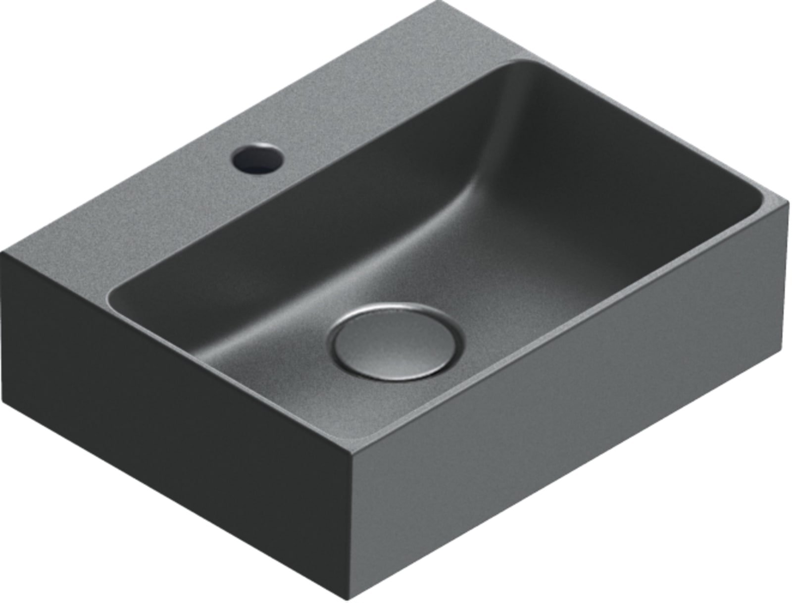 Catalano Premium fontein. Antibact, 1 kraangat, zonder overloop. 40x32 cm, h12 cm. Mat zwart