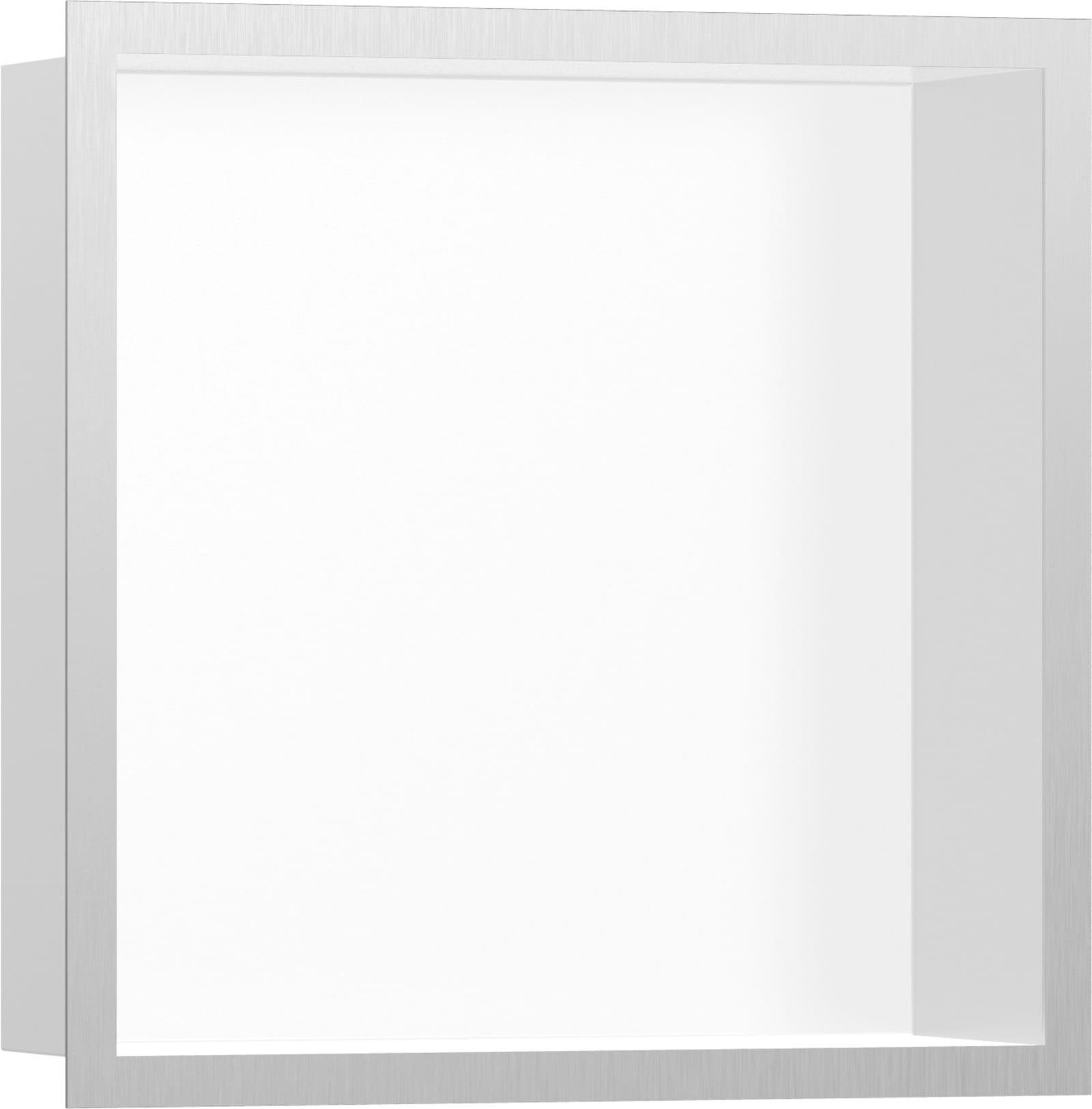 Hansgrohe XtraStoris Individual wandbox wit met designframe 300/300/100 Brushed Stainless Steel