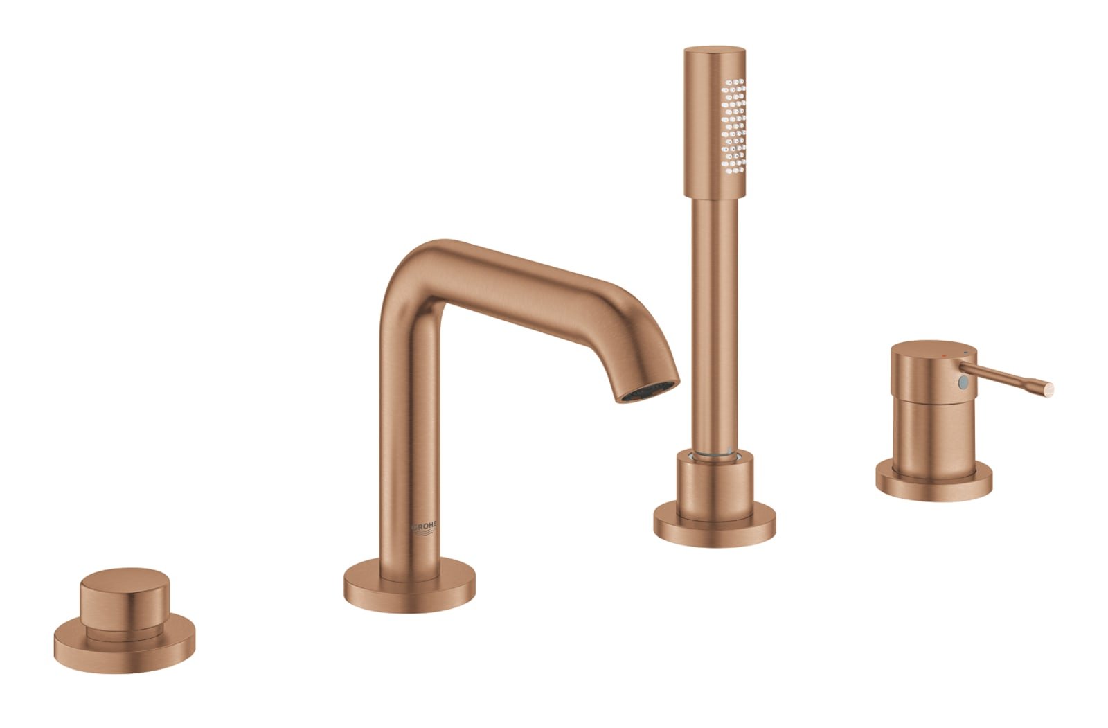 Grohe Essence New, Badrandcombinatie inbouw + afbouw, eengreeps, 4-gats, met omstelinrichting, 197mm uitloop, warm sunset geborsteld