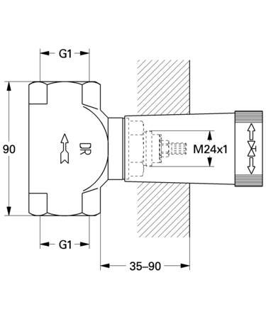 Grohe inbouw stopkraan longlife aansluiting 1" chroom