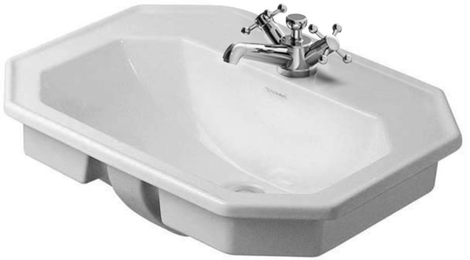 Duravit Serie 1930 Inbouwwastafel 580 mm Wit Hoogglans, kraanvlak, aantal kraangaten per wasplaats: 1, overloop – 0476580000