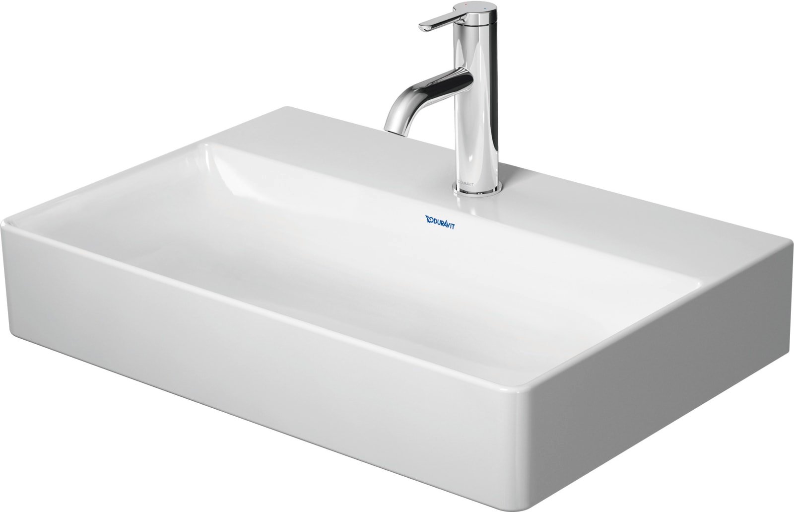 Duravit DuraSquare Wastafel compact 600 mm Wit Hoogglans, kraanvlak, aantal kraangaten per wasplaats: 0, geslepen – 2356600079