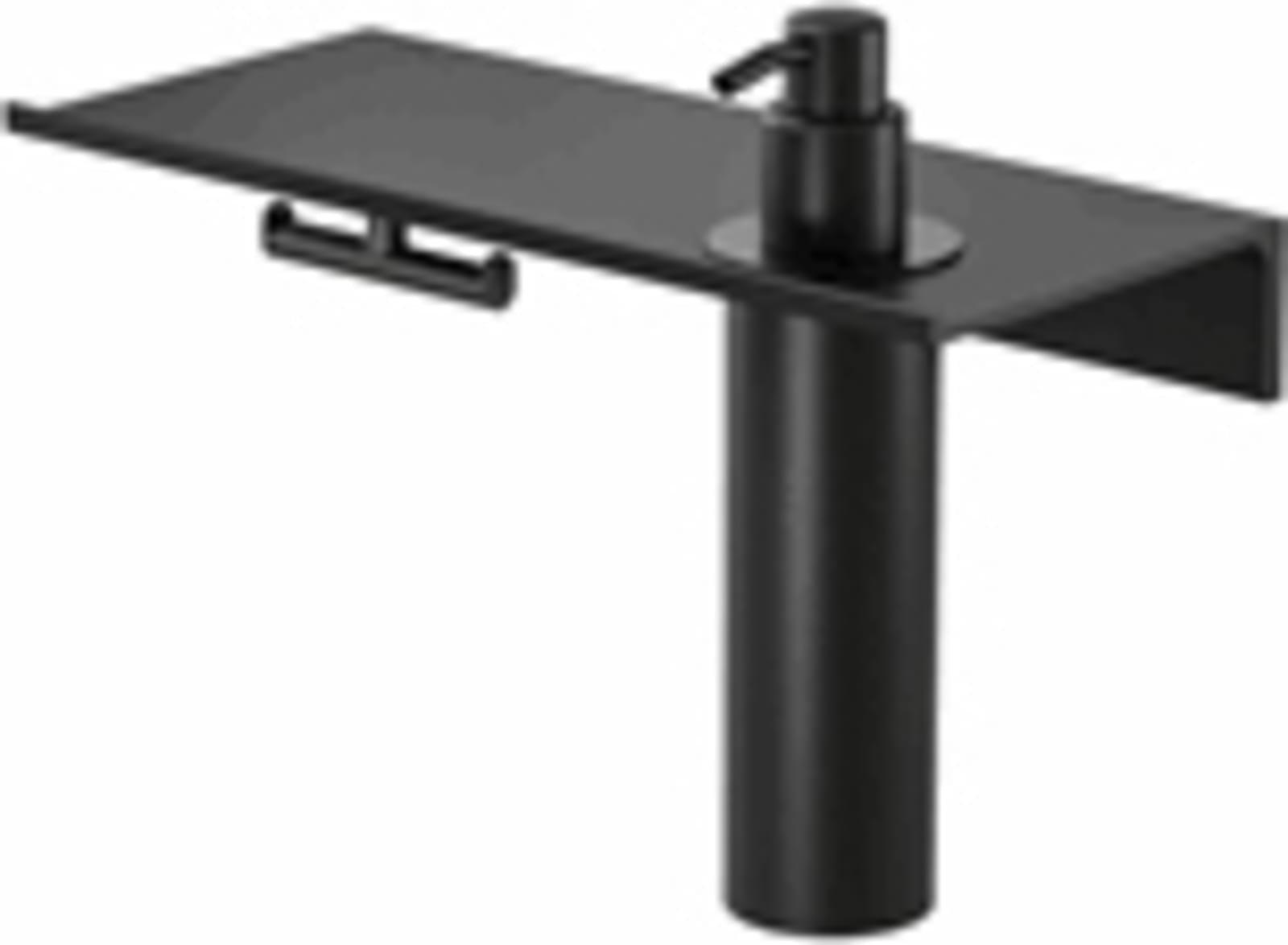 Leev Planchet 28 cm met handdoekhaak en zeepdispenser 200 ml Zwart