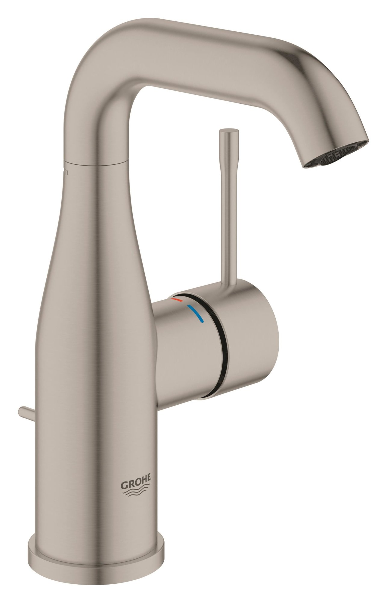 Grohe Essence New, Wastafelmengkraan, M-size, trekwaste, eengreeps, 1-gats, 174mm hoogte, 116mm uitloop, draaibaar, supersteel thumbnail 3