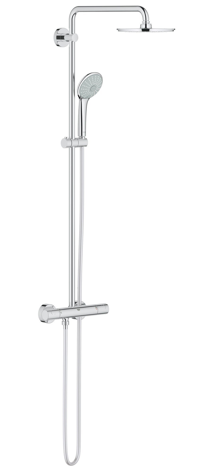 Grohe Euphoria System 210, Douchethermostaat, met douchesysteem, wand, tweegreeps, 2-gats, 150mm hart, met koppelingen, chroom thumbnail 4