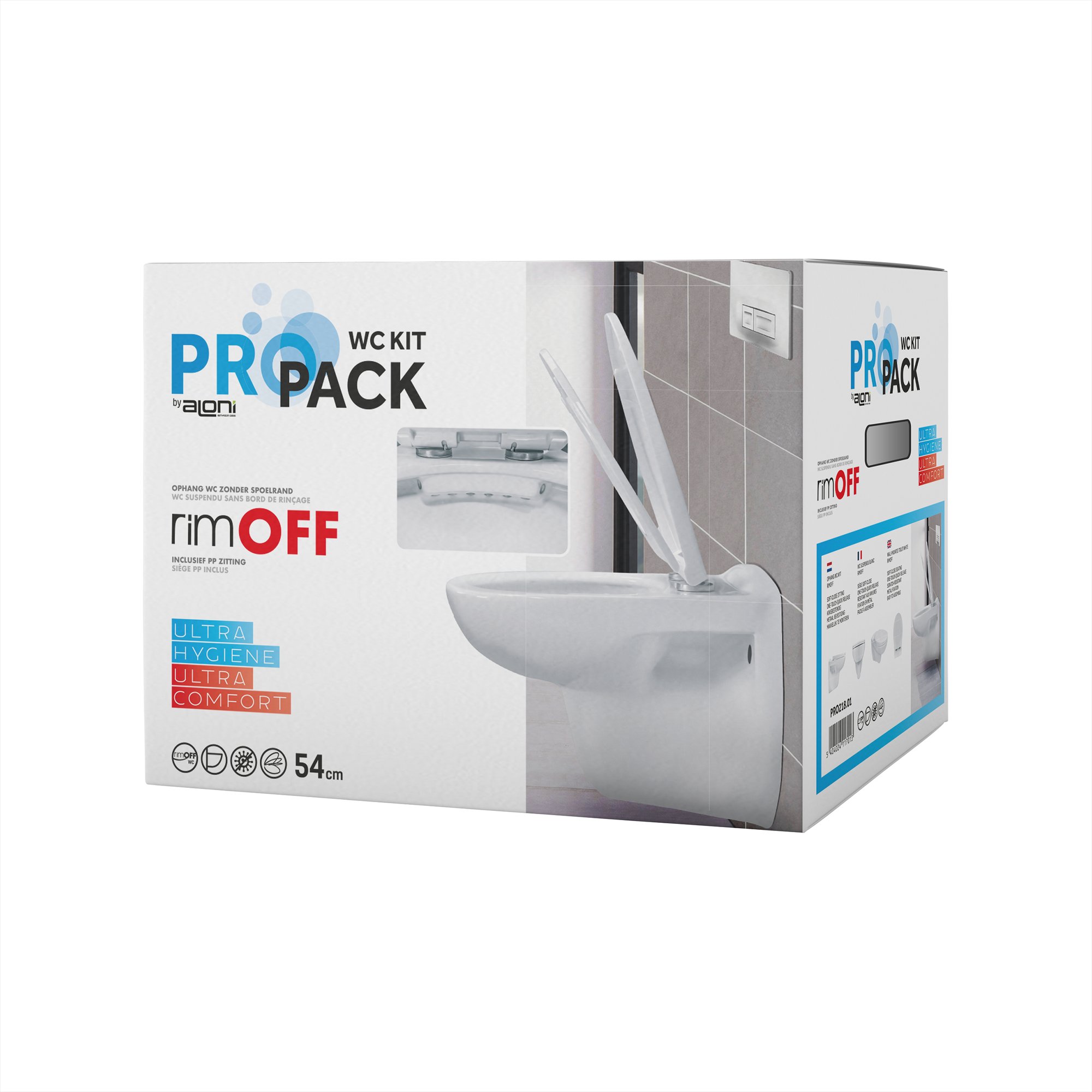 ALONI PRO HANGTOILET - RANDLOOS - MET ZITTING - THERMOPLAST (PP) - SOFT CLOSE - QUICK RELEASE - 35,5X41X54,5 CM - GLANZEND WIT