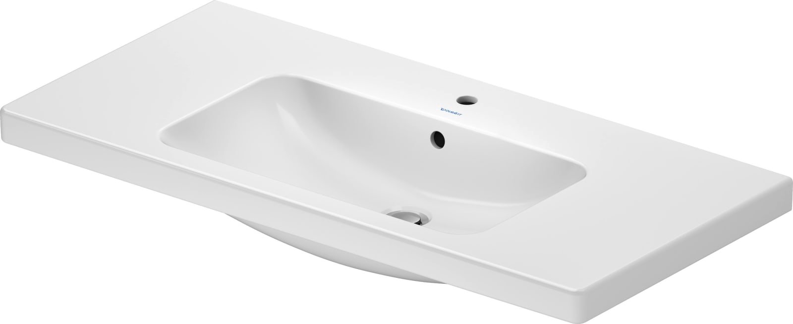 Duravit D-Code Wastafel 1000 mm Wit Hoogglans, kraanvlak, aantal kraangaten per wasplaats: 1, overloop – 23991000002