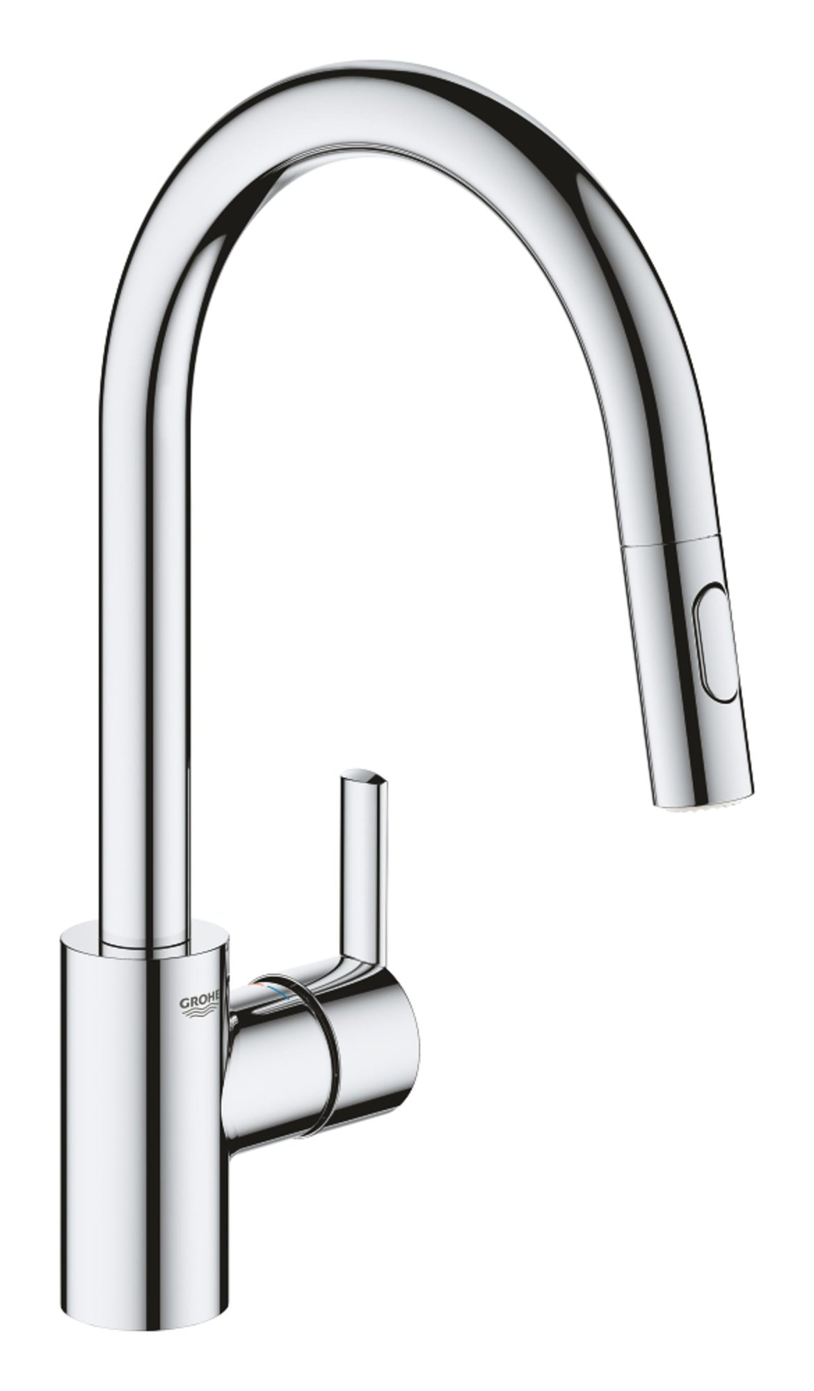 Grohe Feel, Keukenmengkraan, eengreeps, Dual Spray uittrekbaar, 381mm hoogte, 223mm voorsprong uitloop hoog, draaibaar, chroom