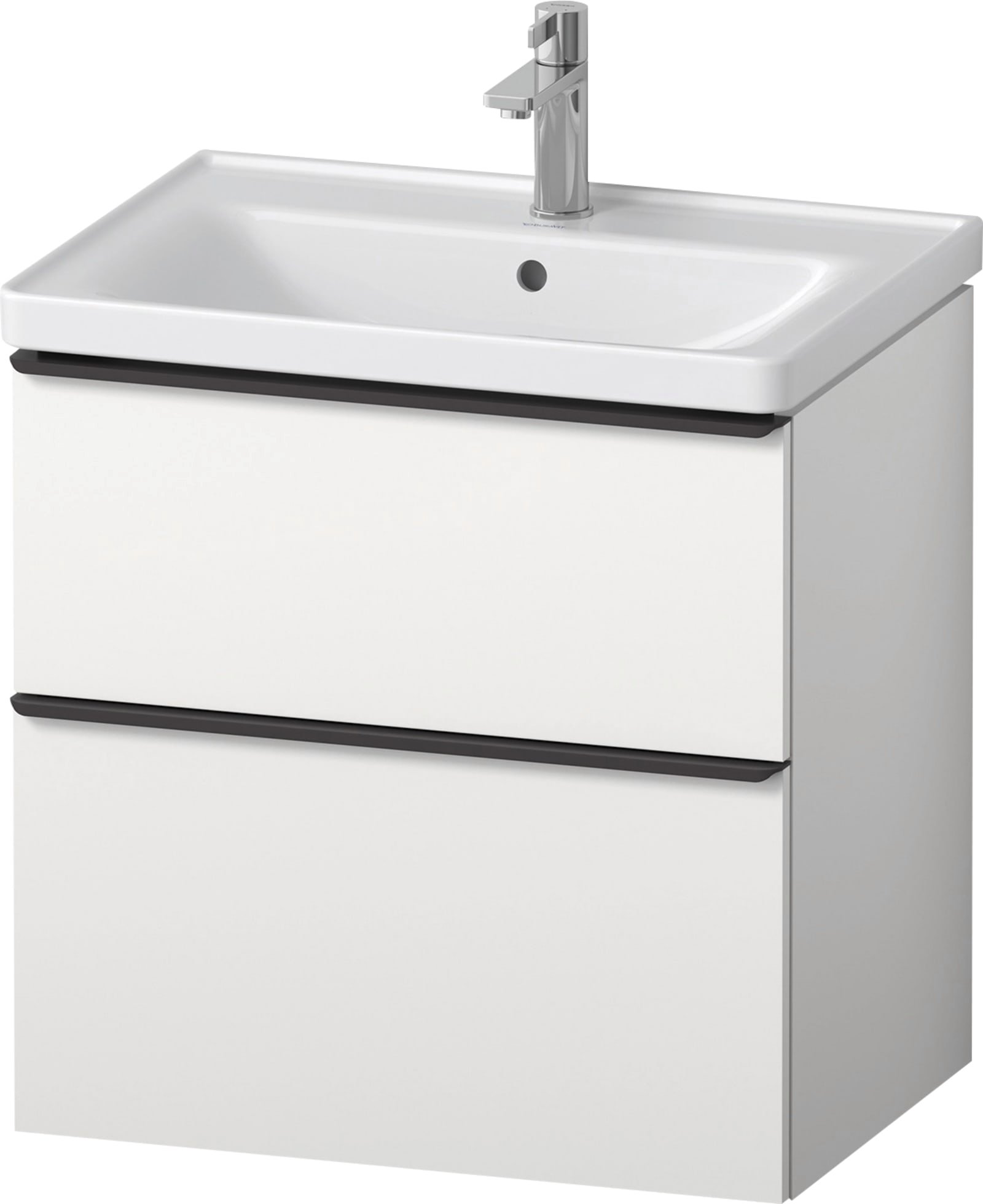 Duravit D-Neo meubelset bestaande uit keramische wastafel met 1 kraangat, overloop, meubel met 2 lade, 650x480x2000 mm wit mat