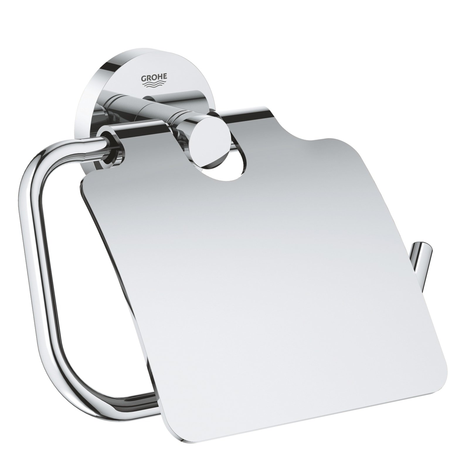 Grohe Essentials, toiletrolhouder met deksel, rond, wand, 1-gats, metaal, chroom
