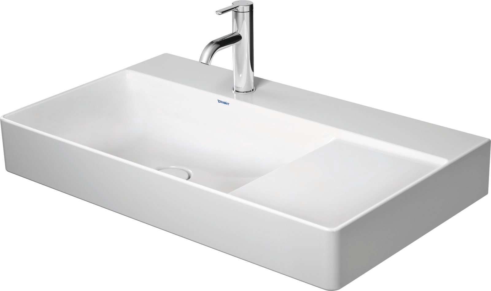 Duravit DuraSquare Wastafel 800 mm Wit Hoogglans, kraanvlak, aantal kraangaten per wasplaats: 0 – 2348800070