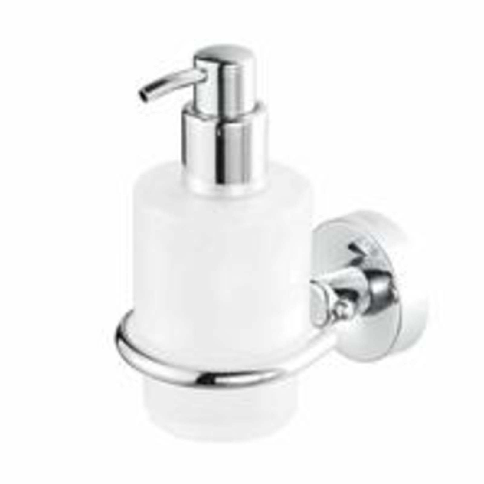 Geesa Luna enkele ronde zeepdispenser, glas flacon, messing houder, hxbxd 165x78x121mm, glanzend chroom