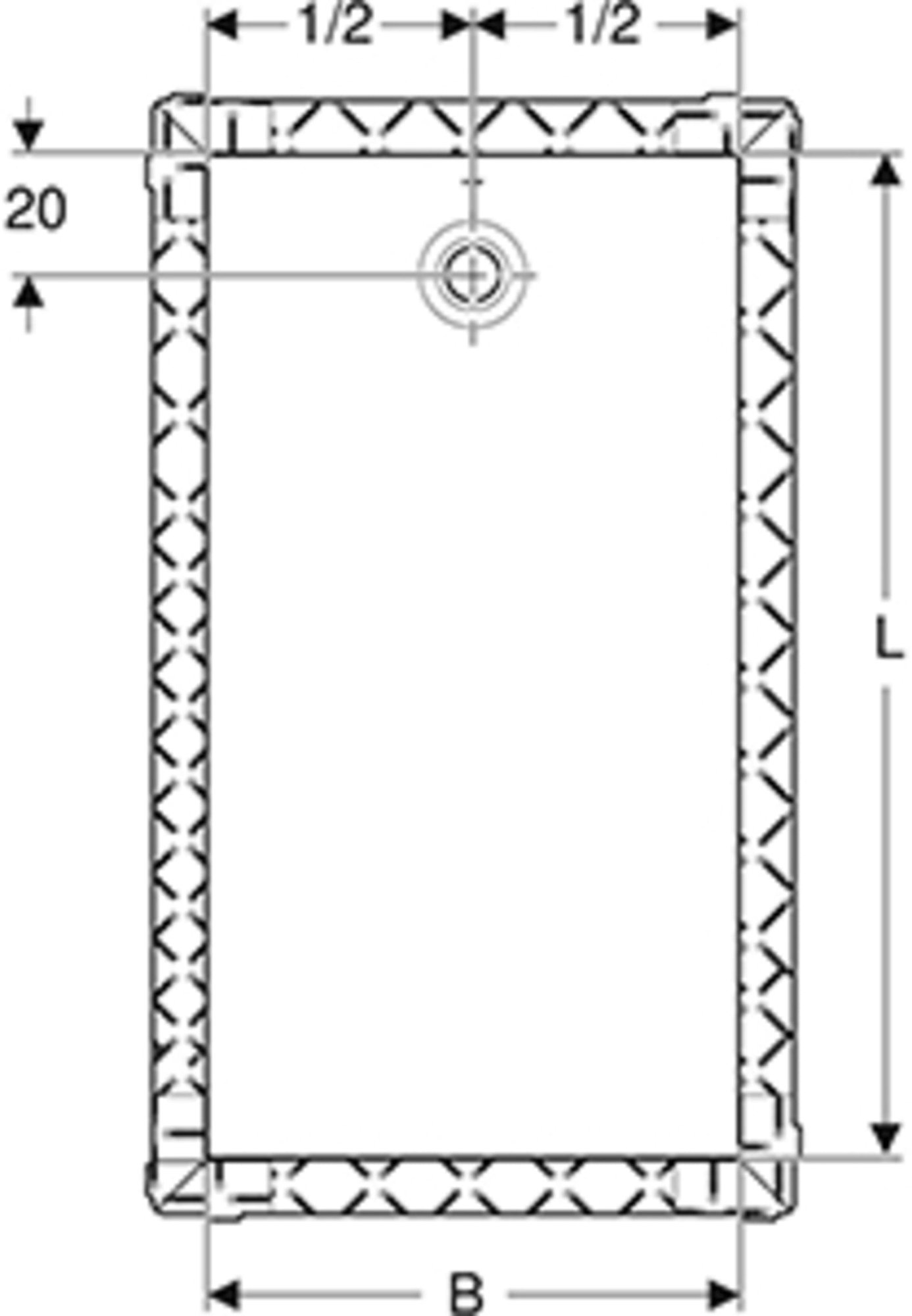 Geberit rechthoek douchevloer Olona 170cmx80cm(lxb). Afdichtingsvlies voorgemonteerd, afvoer achter midden, wit/mat