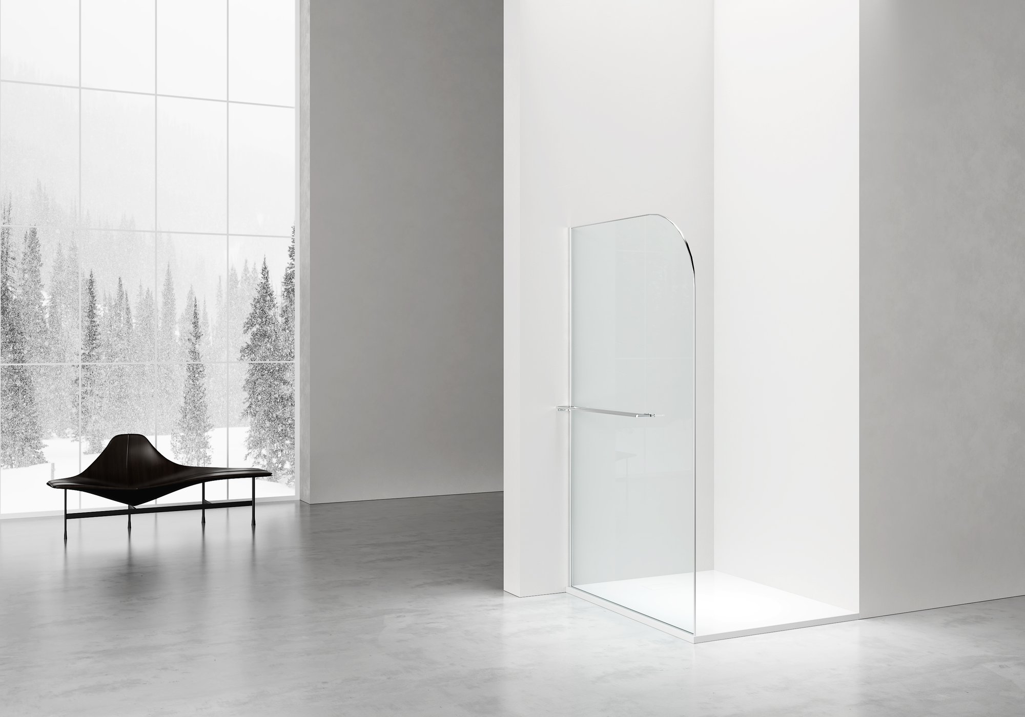 CURVY INLOOPDOUCHE MET HANDDOEKHOUDER - GEBOGEN - MET ANTI-KALKBEHANDELING - OMKEERBAAR - 8MM VEILIGHEIDSGLAS - 120X200CM - CHROOM - HELDER GLAS
