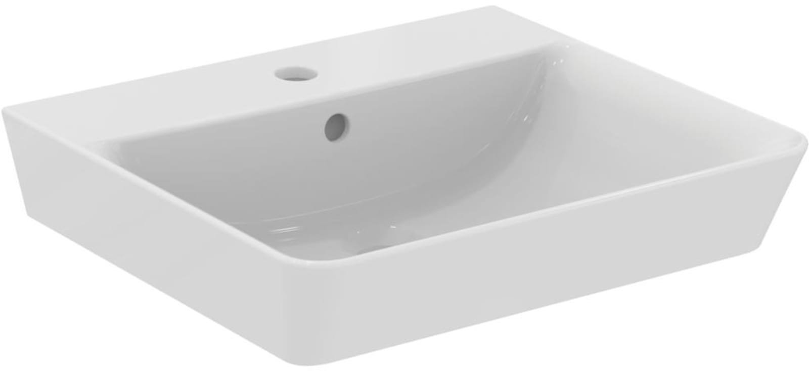 Ideal Standard, connect air wastafel cube 50cm met kraangat met overloop wit
