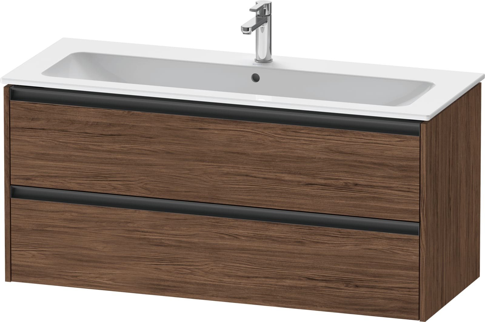 Duravit Ketho.2 Wastafelonderbouw hangend, Noten donker Mat, rechthoekig, aantal kleine lades: 2 – K25265021210000