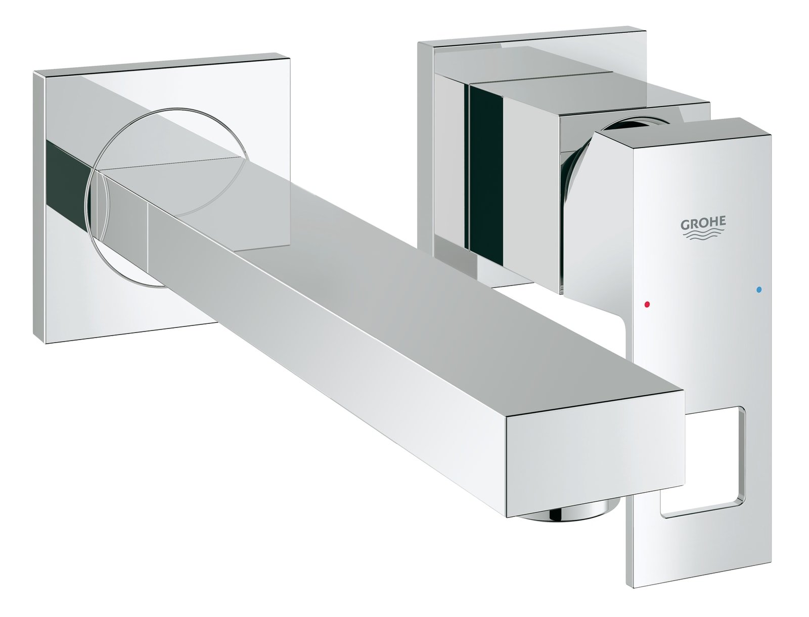 Grohe Eurocube, Inbouwmengkraan afbouwdeel, M-size, wand, eengreeps, 2-gats, G1/2", 231mm voorsprong uitloop, vast, chroom
