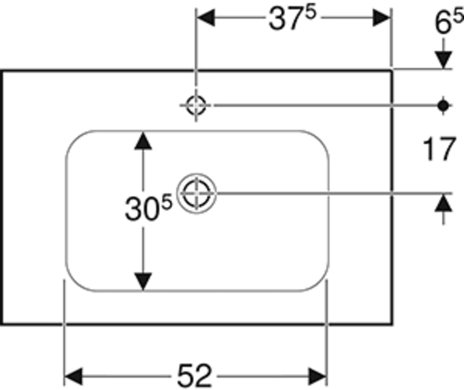 Geberit iCon Light wastafel 75x48cm met kraangat en zonder overloop, met afleg, wit