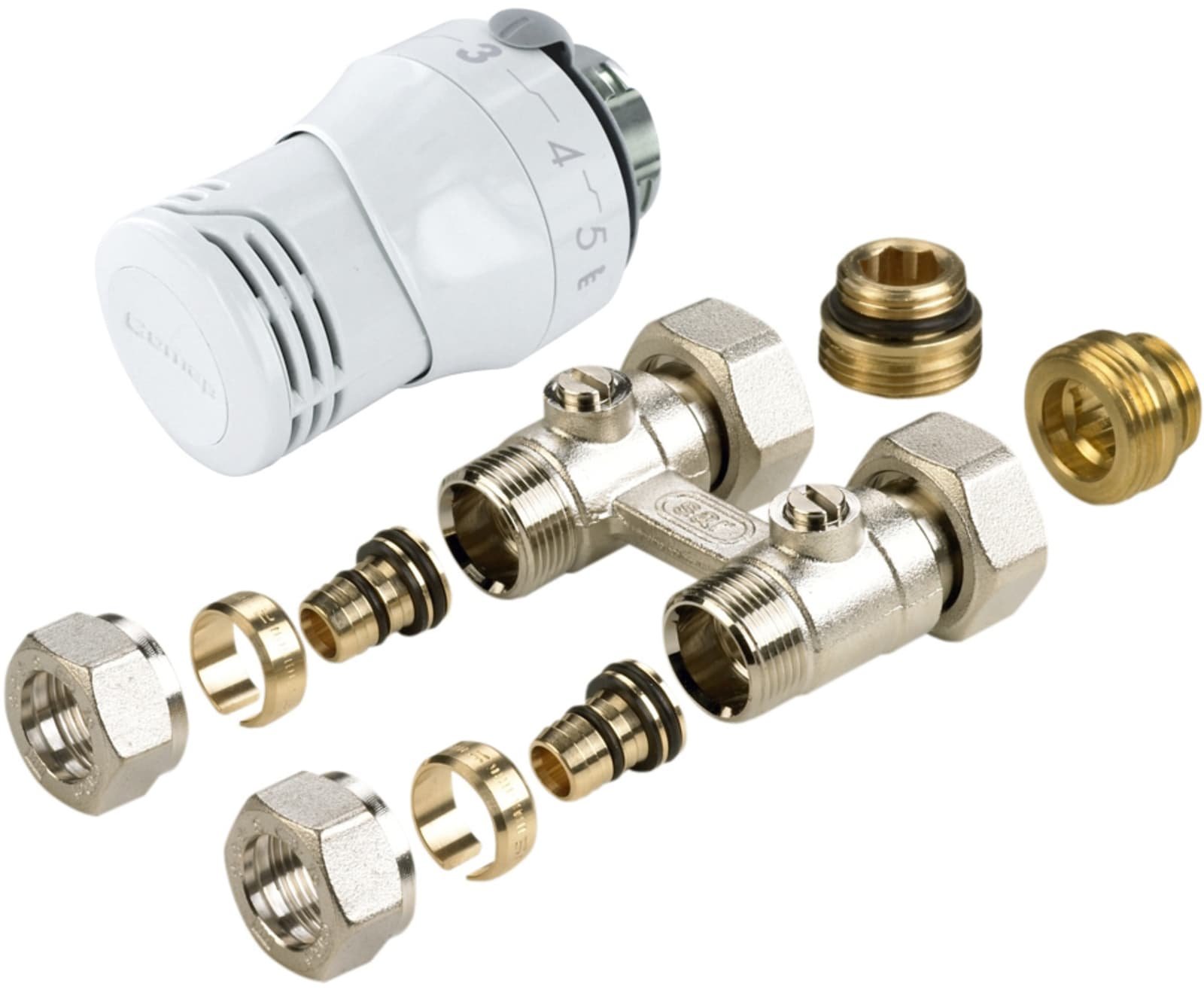 Comap set 2-pijps recht vc rad. MF 1/2"x16x2 met Senso kop
