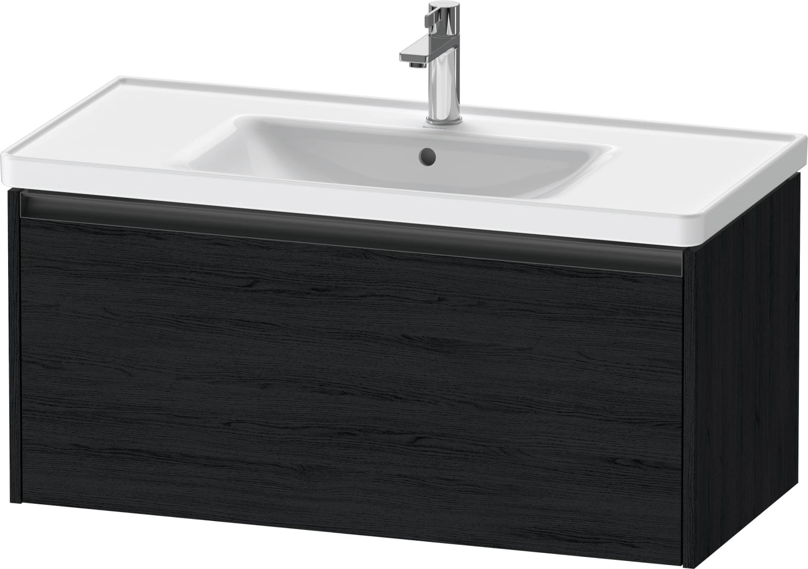 Duravit Ketho.2 Wastafelonderbouw hangend, Eiken zwart Mat, rechthoekig, aantal grote lades: 1 – K25084016160000